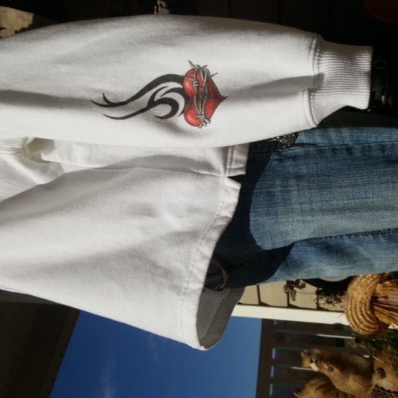 EASYRIDERS ♡ LAT White SOFT Crew Neck Long Sleeve ♥️ Barbed Wire Sweatshirt L - Picture 9 of 16